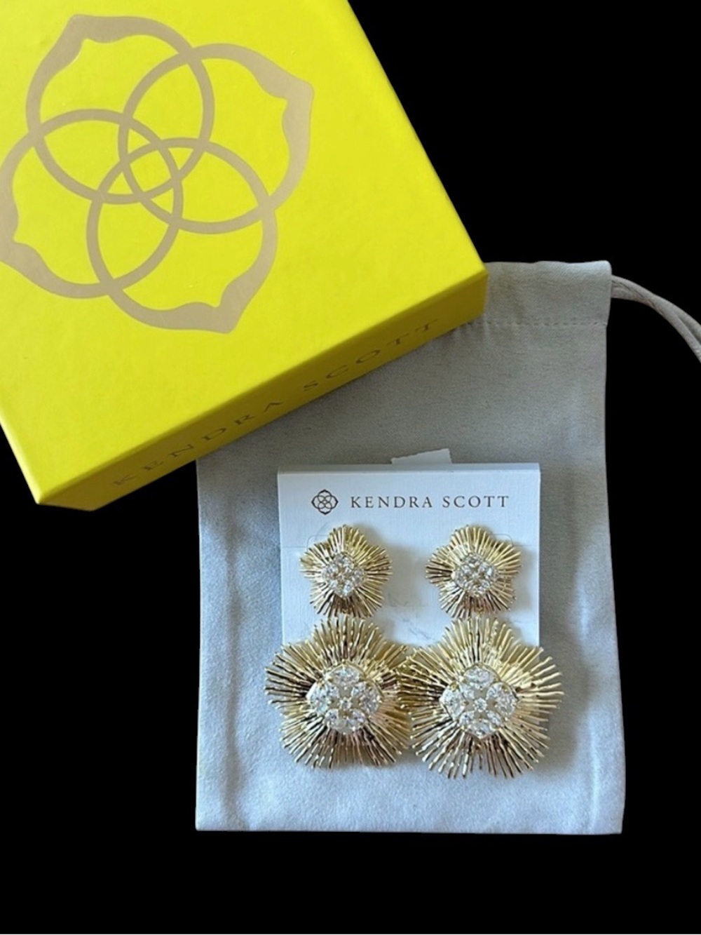 Kendra Scott Dira Gold Crystal Statement Earrings
